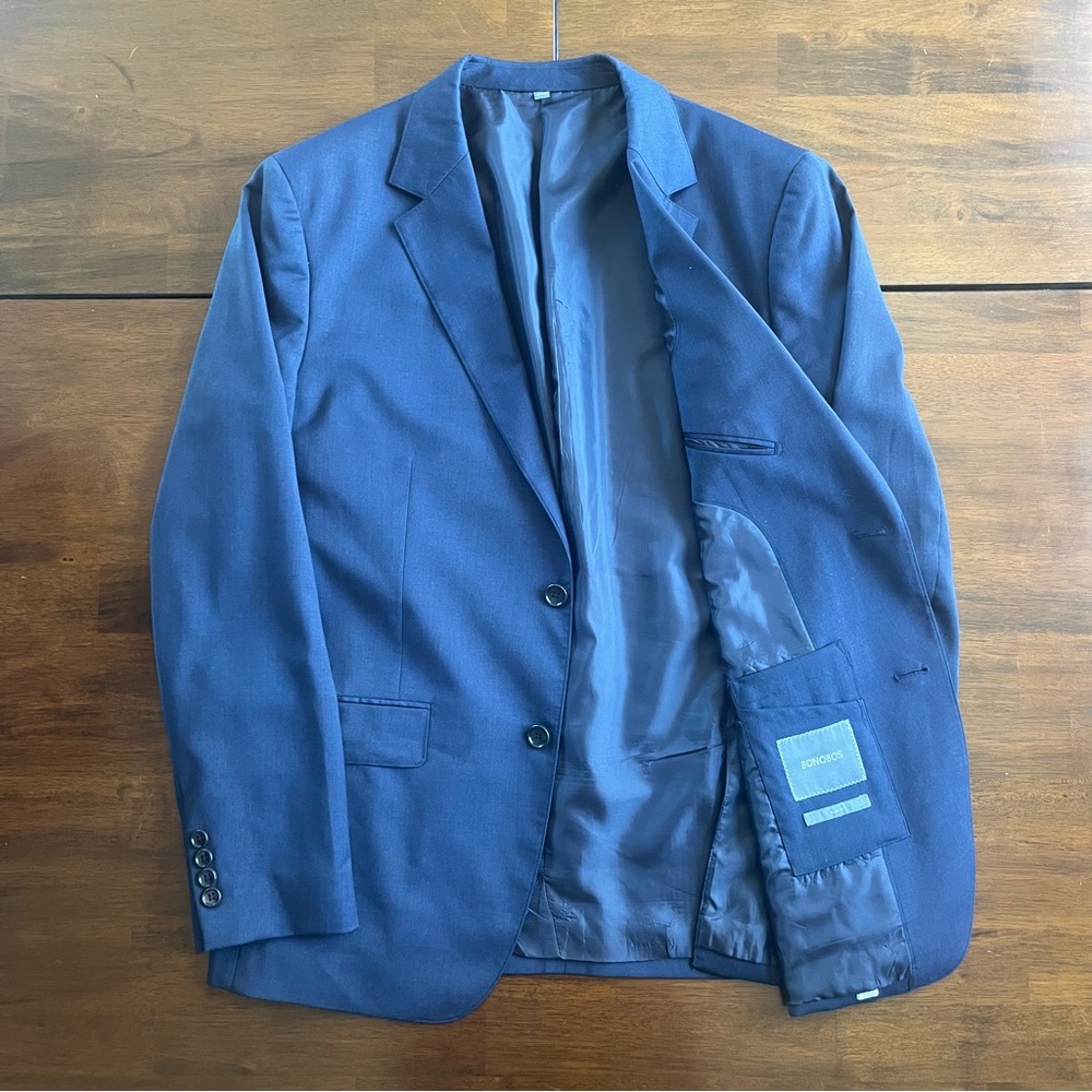 Bonobos jetsetter blazer in light navy, slim fit 42